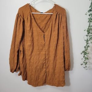 Shein Curve Lightweight Long Sleeve Top Rust Orange